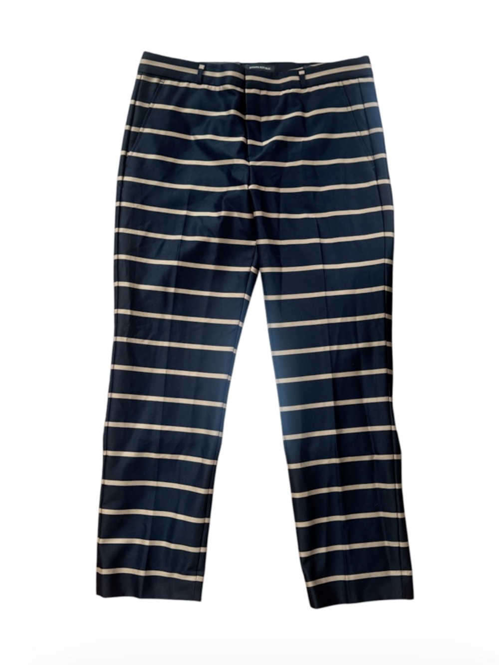 Banana Republic Ryan Navy and Tan Striped Pants Size 14 NEW